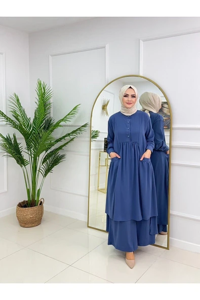 Kadın Tesettür Medine İpeği 2'Li Takım Tunik & Pantolon - 7