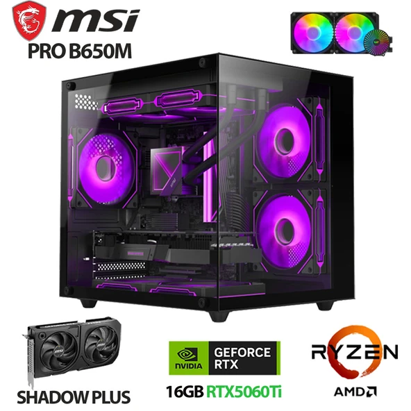 Xaser Force X10 Ryzen 7 7800X3D 32GB DDR5 Ram 1TB M.2 NVMe SSD 16GB RTX5060 Ti Sıvı Soğutmalı Masaüstü Oyuncu Bilgisayarı