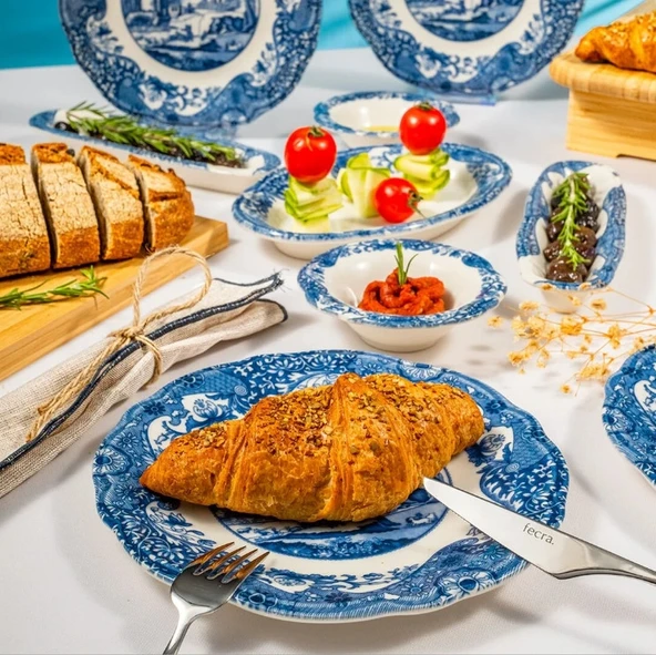 Fecra Vintage Blue 14 Parça Kahvaltı Takımı - 2