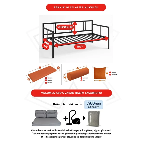 Özel Ölçü Palet Minderi Bahçe İç Ve Dış Mekan Minder Koltuk Minder 40x150 45x155 50x160 - Resim 4