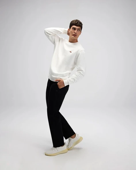 Ellesse EM579-OF Erkek Sıfır Yaka Beyaz Sweat - 4