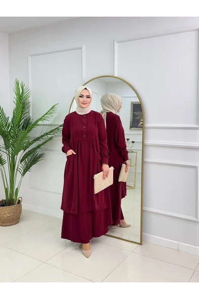 Kadın Tesettür Medine İpeği 2'Li Takım Tunik & Pantolon - 1