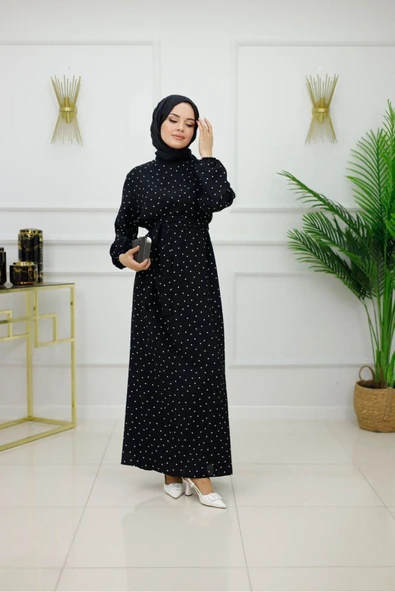 Kadın Tesettür Elbise Puantiyeli Elbise - Resim 3