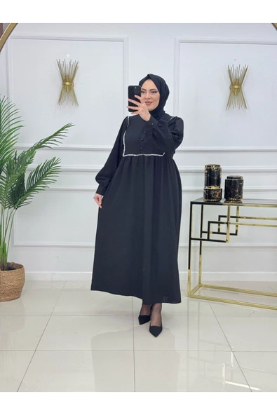 Kadın Tesettür Elbise Müslin Kumaş - Resim 11