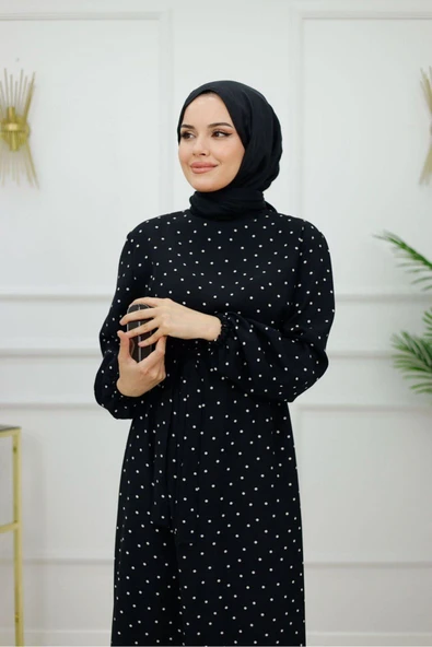 Kadın Tesettür Elbise Puantiyeli Elbise - Resim 2