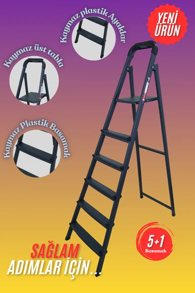 5+1 Merdiven 6 Basamaklı Antrasit-Siyah