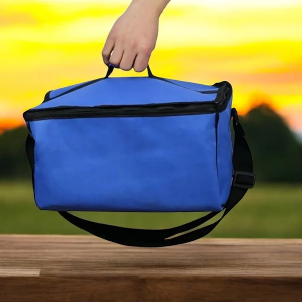 Termos Çanta  22L Sıcak Soğuk Tutucu Isı Yalıtımlı Omuz Askılı Kamp Piknik Plaj Araç Çantası BPA Free Mavi 36x30x20 cm - 1