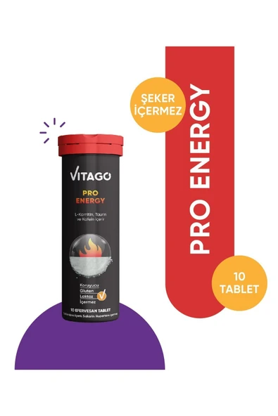 VİTAGO Energy L-karnitin, Taurin, Kafein Içeren 10 Efervesan Tablet ürün görseli