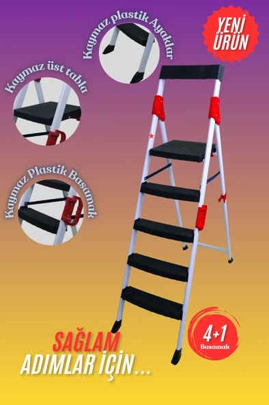 4+1 EXTREME MERDİVEN 5 BASAMAKLI BEYAZ-KIRMIZI