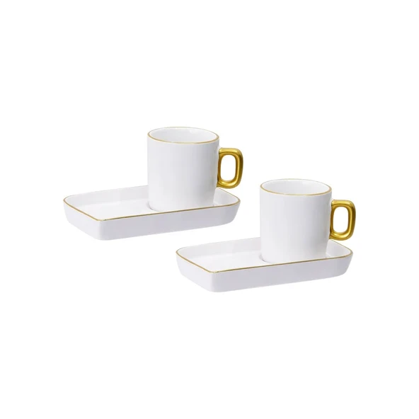 Repla Home 2'li Kahve Fincanı Seramik - Yaldızlı ürün görseli 1