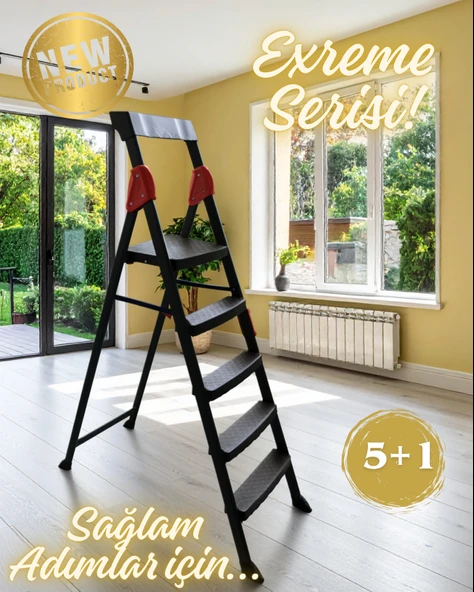 5+1 EXTREME MERDİVEN 6 BASAMAKLI ANTRASİT-KIRMIZI
