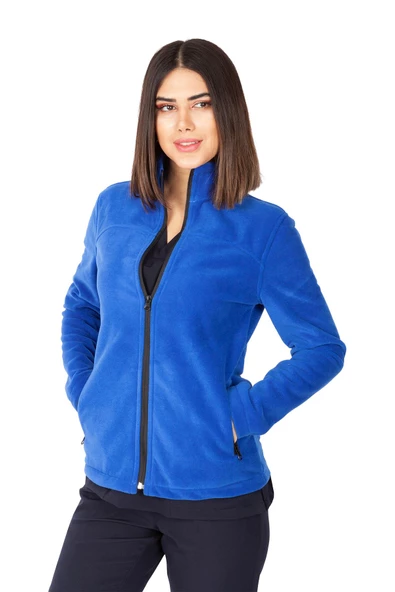 Kadın Saks Mavi Doktor Hemşire Poları Hastane Kışlık Polar Ceket - 2