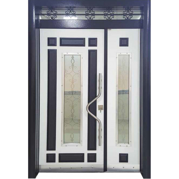 Tezwood 0161 Beyaz Renk Statik Kasalı Kabartmalı Model Apartman Giriş Kapısı, Dış Mekan Kapısı - 2