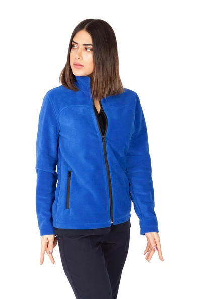 Kadın Saks Mavi Doktor Hemşire Poları Hastane Kışlık Polar Ceket - 4