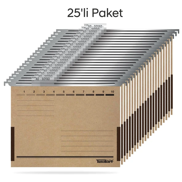 Tunakart ASD2005 Metal Askılı yan bezli körüklü dosya 25 li Paket