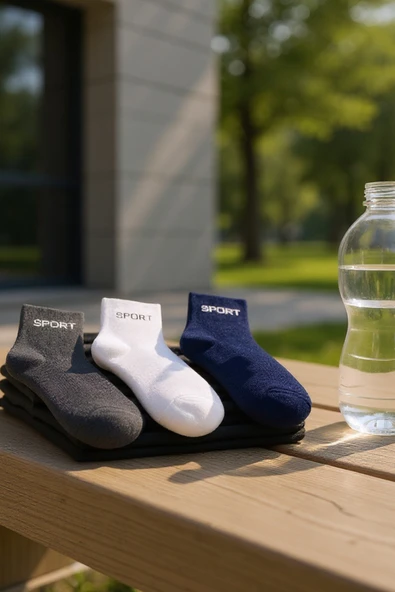 Hitit Socks Erkek 9 Çift Pamuklu Günlük Kullanıma Uygun Sport Yazılı Yazlık Nefes Alan Kısa Çorap - 2