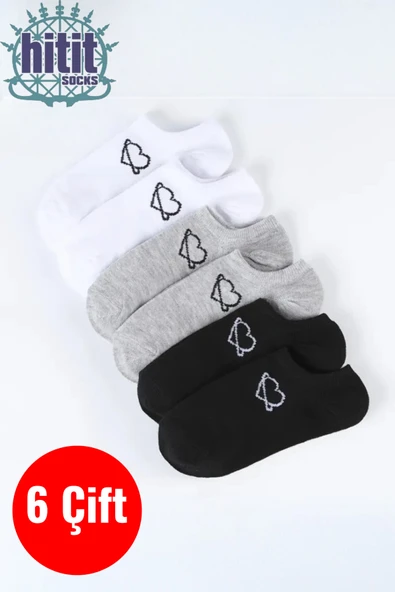 Hitit Socks Kadın 6 Çift Premium Kalite Desenli Görünmez Sneaker Çorap