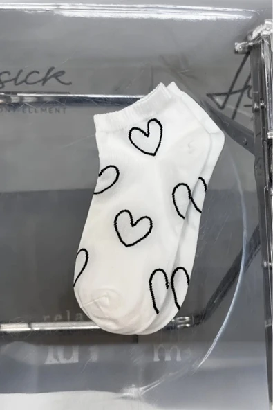 Hitit Socks Kadın 4 Çift Premium Kalite Kalp Desenli Patik Çorap Çok Renkli - Resim 4