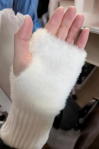 Hitit Socks Kadın 1 Çift Kışlık Parmaksız Termal Esnek Polarlı Peluş Eldiven - 2