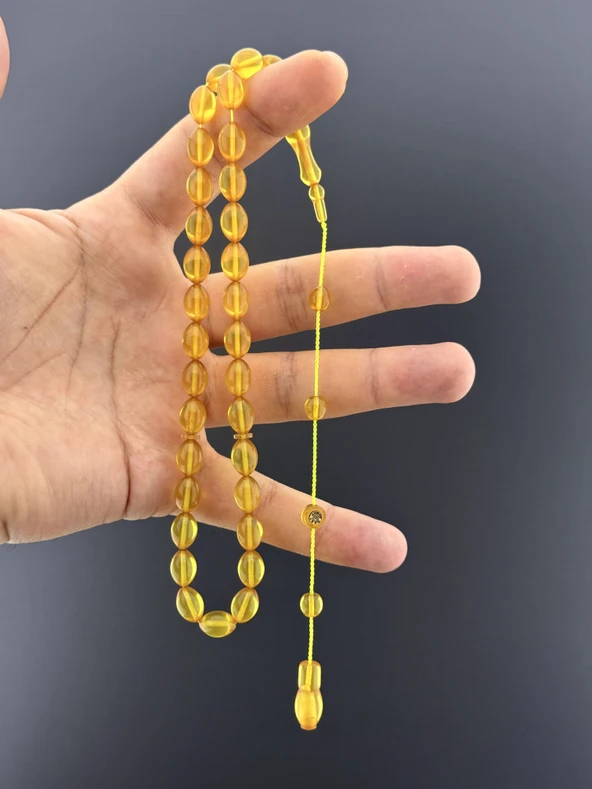 SARI AHMET ATEŞ KEHRİHAR TESBİH BEYZİ KESİM 7,75X11,25mm - Resim 2