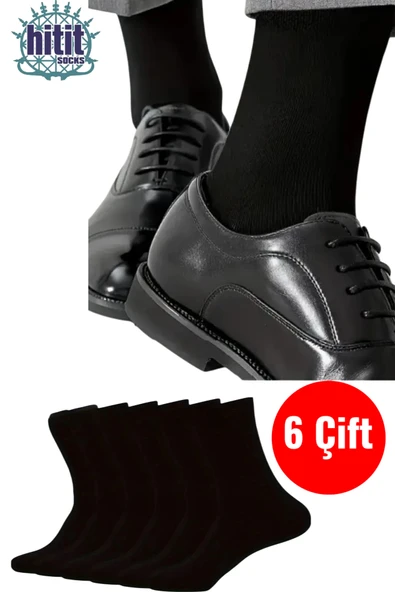 Hitit Socks Erkek 6 Çift Premium Kalite Sıkmaz Terletmez Kokusuz Çorap Siyah