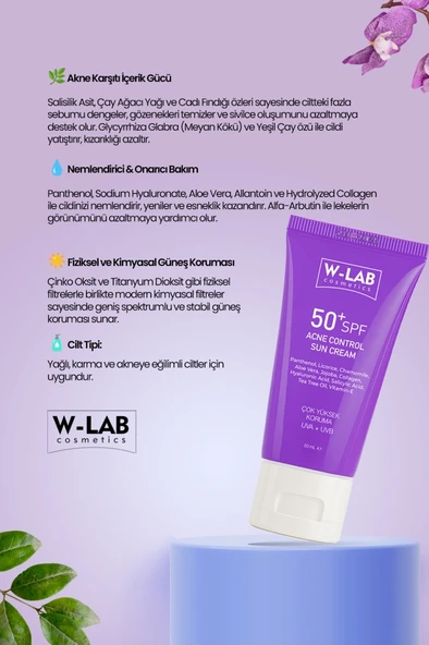 W-Lab Kozmetik Akne Kontrol Güneş Kremi 50 Ml - 4