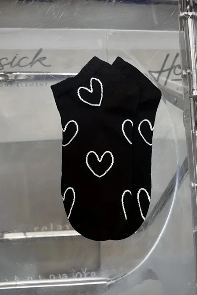 Hitit Socks Kadın 4 Çift Premium Kalite Kalp Desenli Patik Çorap Çok Renkli - Resim 2