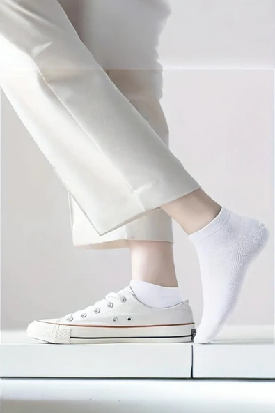 Hitit Socks Kadın 10 Çift Premium Kalite Yüksek Pamuklu Nefes Alan Patik Çorap Siyah-Beyaz - 3