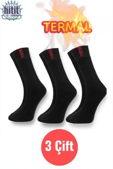 Hitit Socks Erkek 3 Çift Termal Kayak Kışlık Havlu Çorap