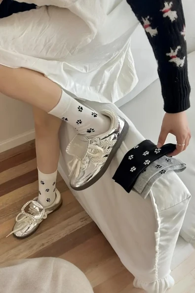 Hitit Socks Unisex 3 Çift Premium Kalite Pati Desenli Soket Çorap Çok Renkli - 3