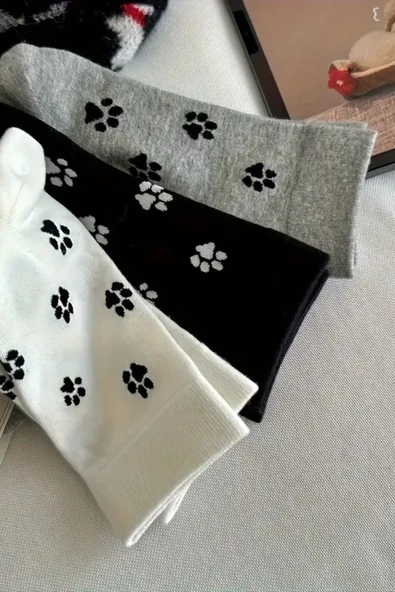 Hitit Socks Unisex 3 Çift Premium Kalite Pati Desenli Soket Çorap Çok Renkli - 4