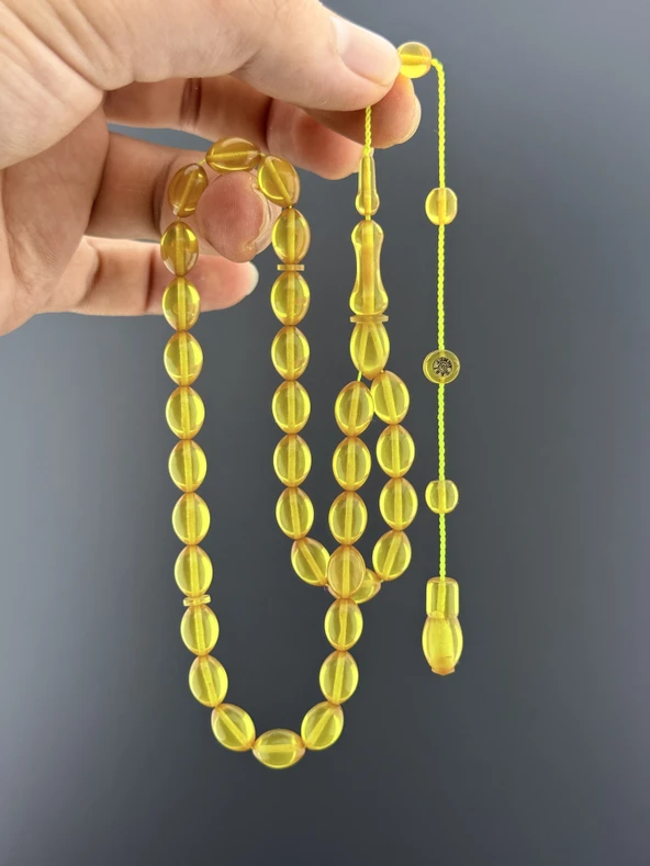 SARI AHMET ATEŞ KEHRİHAR TESBİH BEYZİ KESİM 7,75X11,25mm - Resim 4