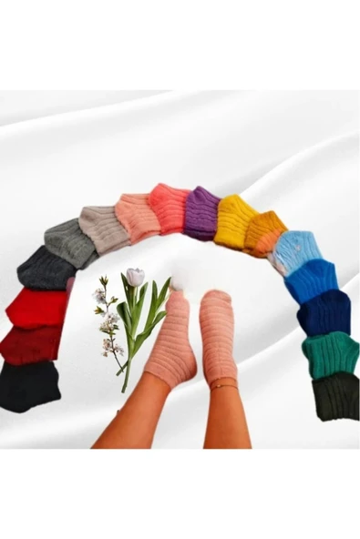 Hitit Socks Kadın 4 Çift Premium Kışlık Ters Havlu Termal Patik Çok Renkli - 3