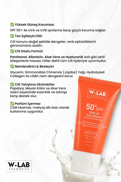 W-Lab Kozmetik Ton Up Güneş Kremi 50 Ml - 4