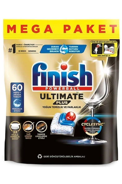 Finish Ultimate Plus Hepsi Bir Arada 60 Kapsül Bulaşık Makinesi Deterjanı Tableti - 2