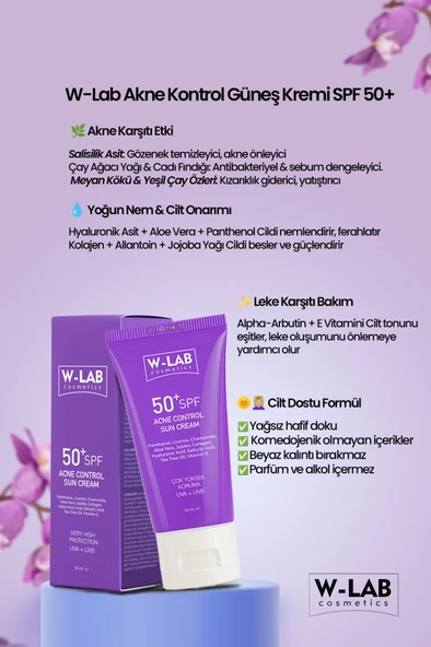 W-Lab Kozmetik Akne Kontrol Güneş Kremi 50 Ml - 2