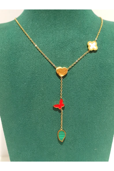 Monalisa Home Gold Renk Lüks Figürlü Gösterişli Y Kolye ürün görseli 1