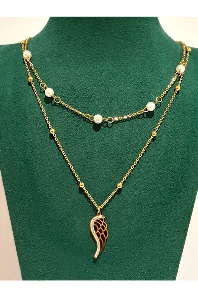 Monalisa Home Gold Renk Lüks Figürlü Gösterişli Kolye ürün görseli 1