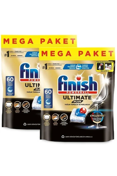 Finish Ultimate Plus Hepsi Bir Arada 120 Kapsül Bulaşık Makinesi Deterjanı Tableti - 2