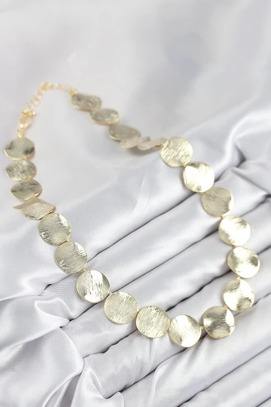 Pirinç Sıralı Para Model Gold Renk Kadın Kolye - EBJ250902W37580 - Resim 2