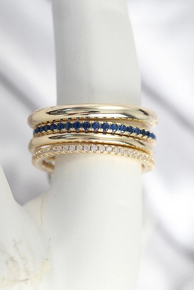 Pirinç Gold Renk Zirkon Taşlı 4'Lü Kadın Yüzük - EBJ250902W37553 ürün görseli