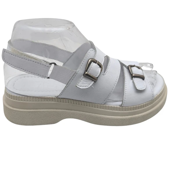 Bellune | Kadın Hakiki Deri Cırt Cırtlı Sandalet - Resim 2