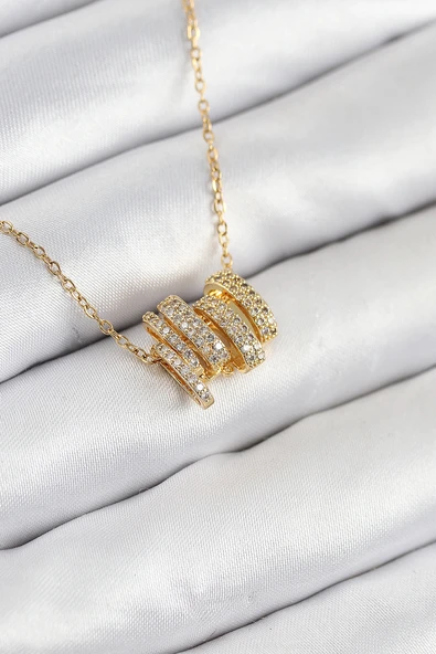 Zirkon Taşlı Sarmal Model Gold Renk Kadın Kolye - EBJ250902W37634 ürün görseli