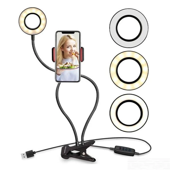 Powermaster PM-2577 2İn1 Selfie Işıklı Telefon Tutacağı