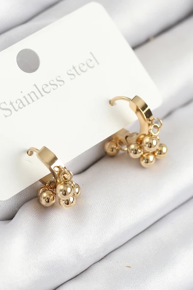 Boncuklu Halka Model Gold Renk Kadın Küpe - EBJ250902W37643 ürün görseli