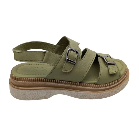 Bellune | Kadın Hakiki Deri Cırt Cırtlı Sandalet - Resim 5