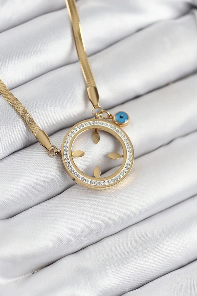 Zirkon Taşlı Çeyrek Takılabilir Gold Renk Kadın Kolye - EBJ250902W37628 ürün görseli