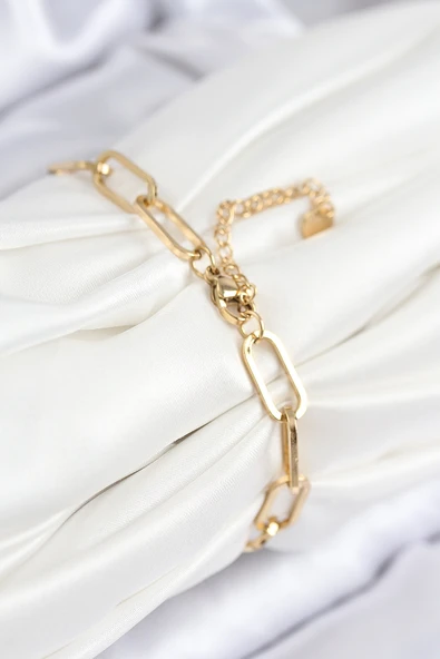 Nazar Boncuğu Ve Zirkon Taşlı Kalp Model Gold Renk Kadın Bileklik - EBJ250902W37661 - Resim 2