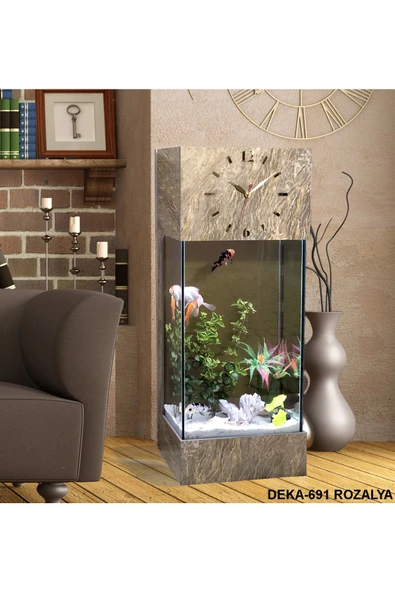 Dekor Akvaryum Led ışıklı Saat Kule Akvaryum Seti Deka-691 rozalya - 4