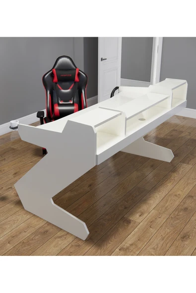 Michael Brean Özel Tasarım  Oyuncu Ve Stüdyo Masası 160 cm Bardaklık Ve Kulaklık Tutucu Hediye - 5